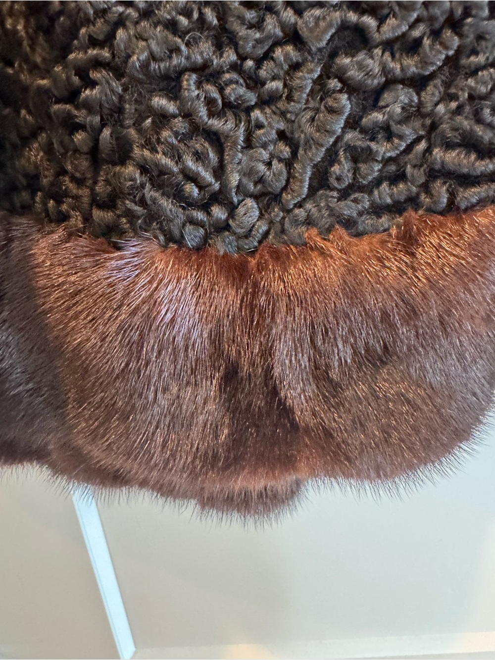 Black Faux Shearling Coat with Brown Fur Trim - Picture 7 of 9